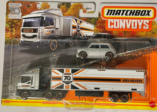 Matchbox 1:64 diecast MBX Cabover with Box Trailer and 1964 Mini Cooper