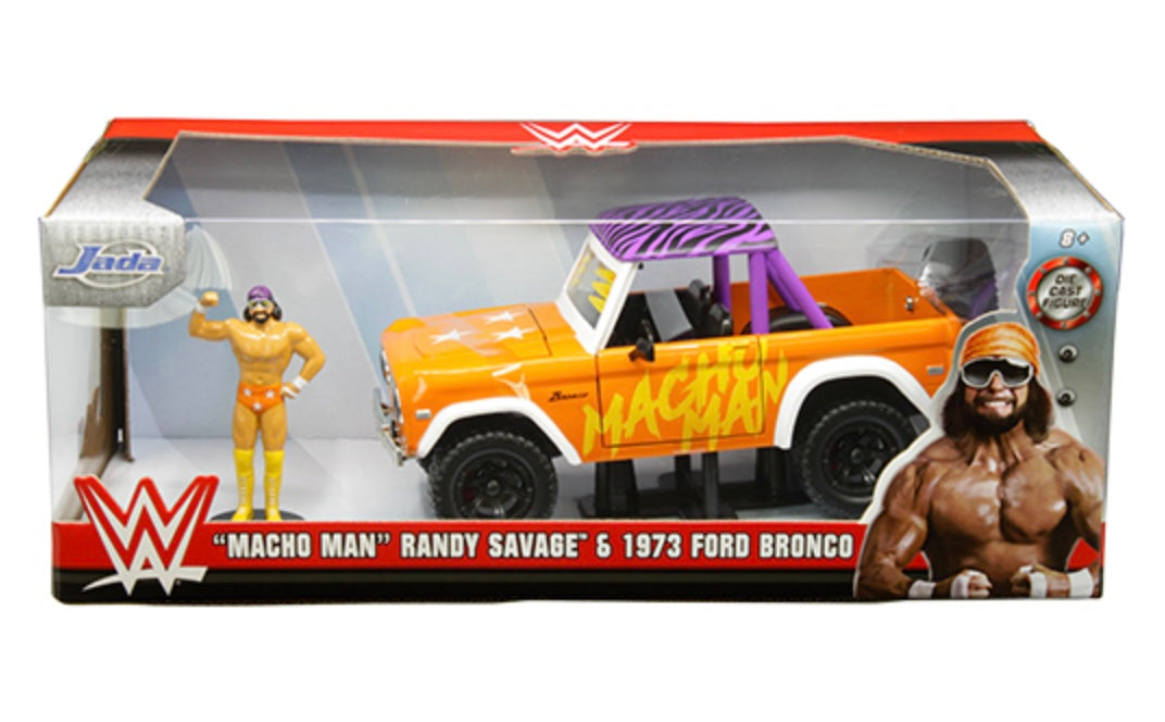 Jada 1:24 die cast 1973 Ford Bronco with Macho Man Figure