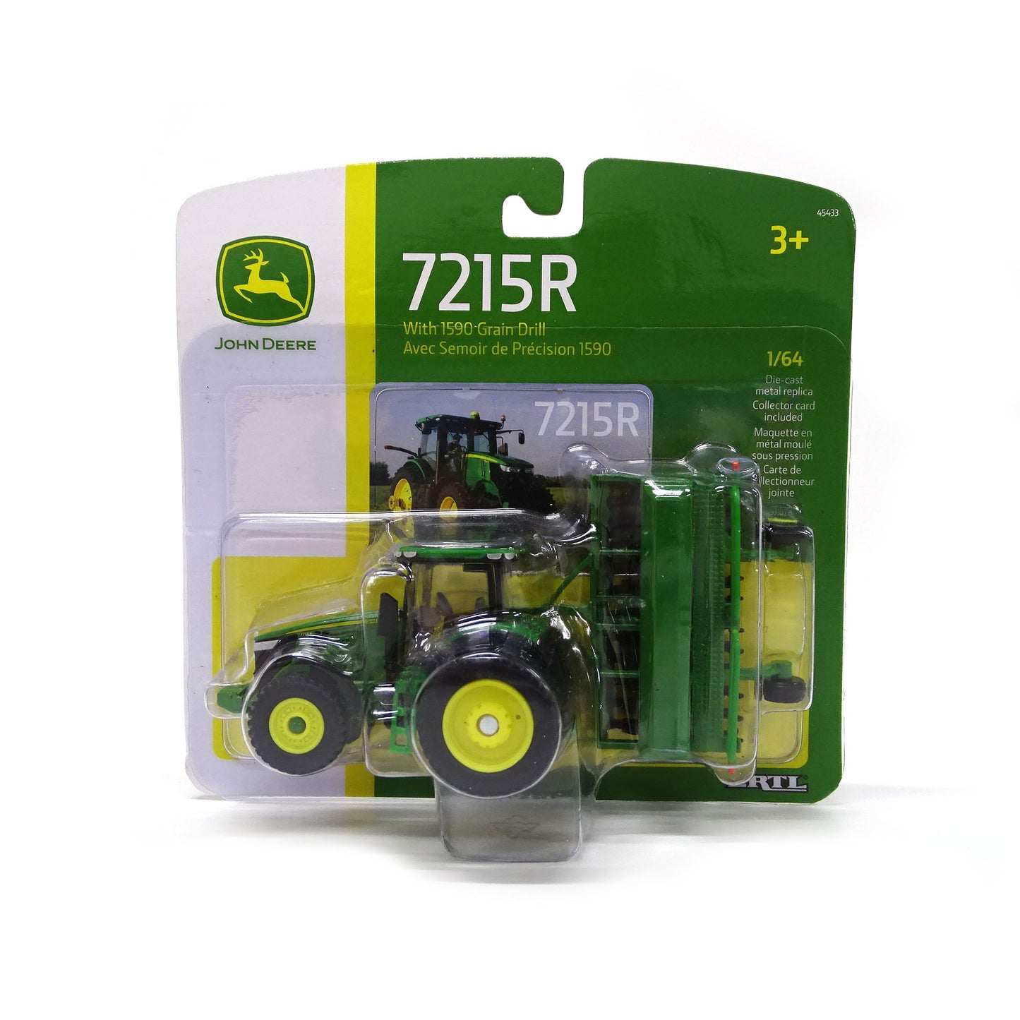 Ertl 1:64 die cast John Deere 7215R with 1590 Grain Drill