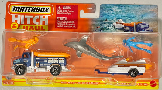 Matchbox Hitch & Haul 1:64 diecast Rapids Rescue with MBX Jetski and Trailer