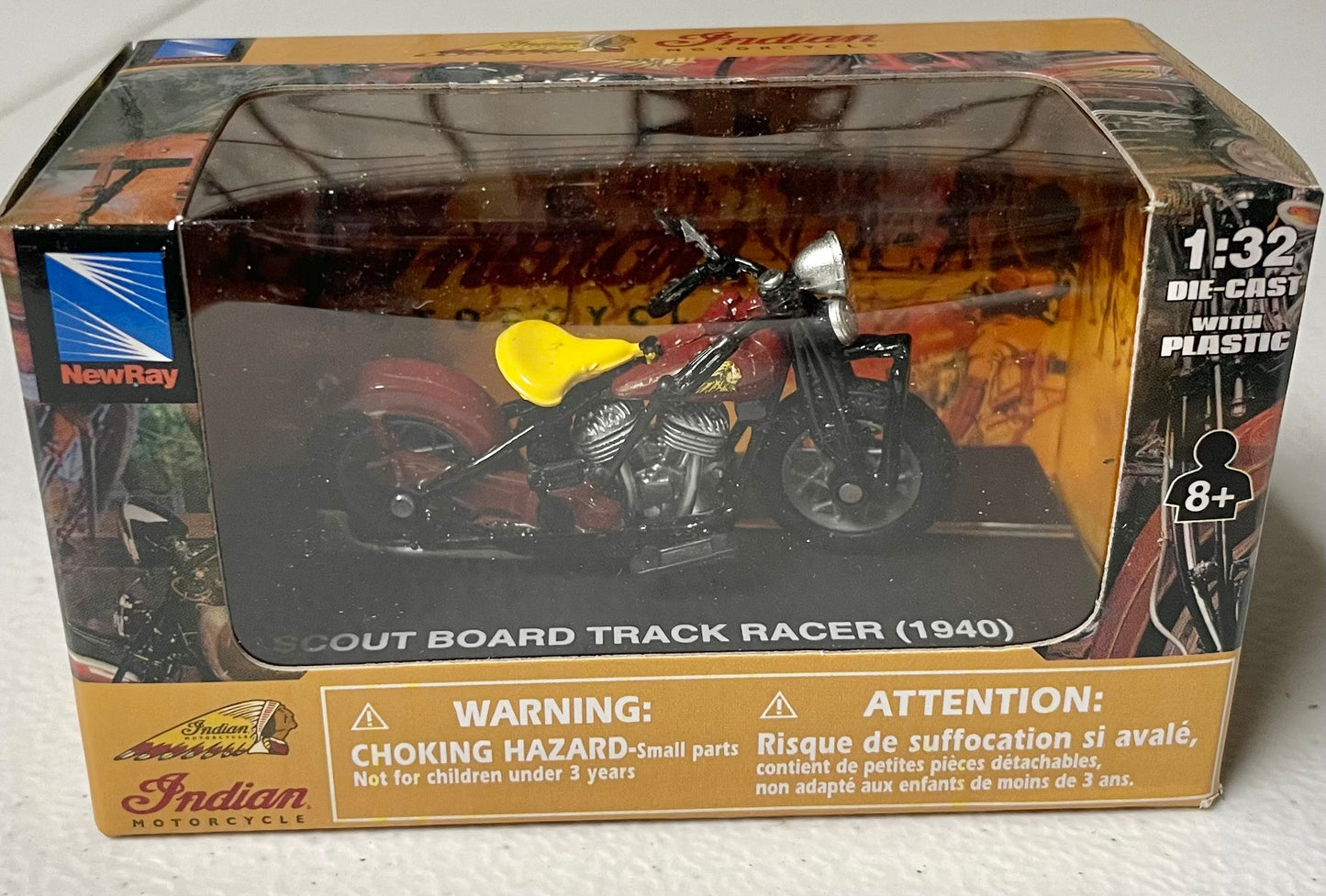 New Ray 1:32 die cast 1940 Indian Scout Board Track Racer Motorcycle