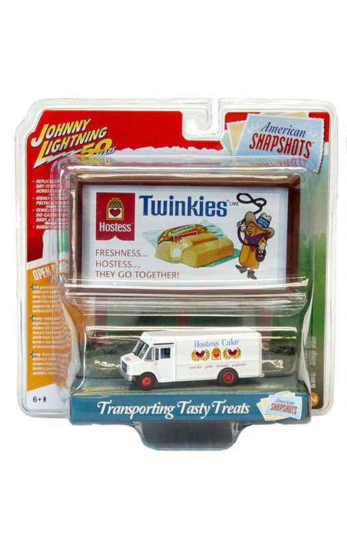 Johnny Lightning 1:64 die cast Hostess GMC Step Van with Twinkie Billboard Diorama