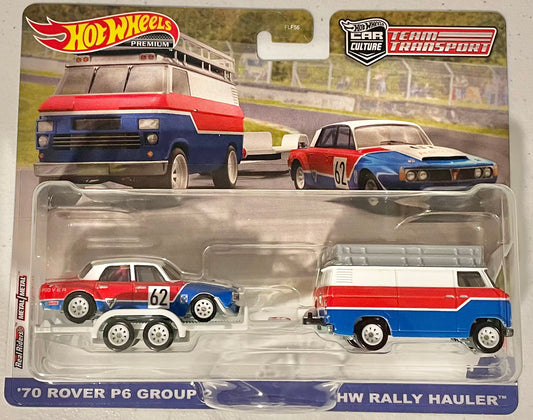 Hot Wheels 1:64 die cast '70 Rover P6 with HW Rally Hauler