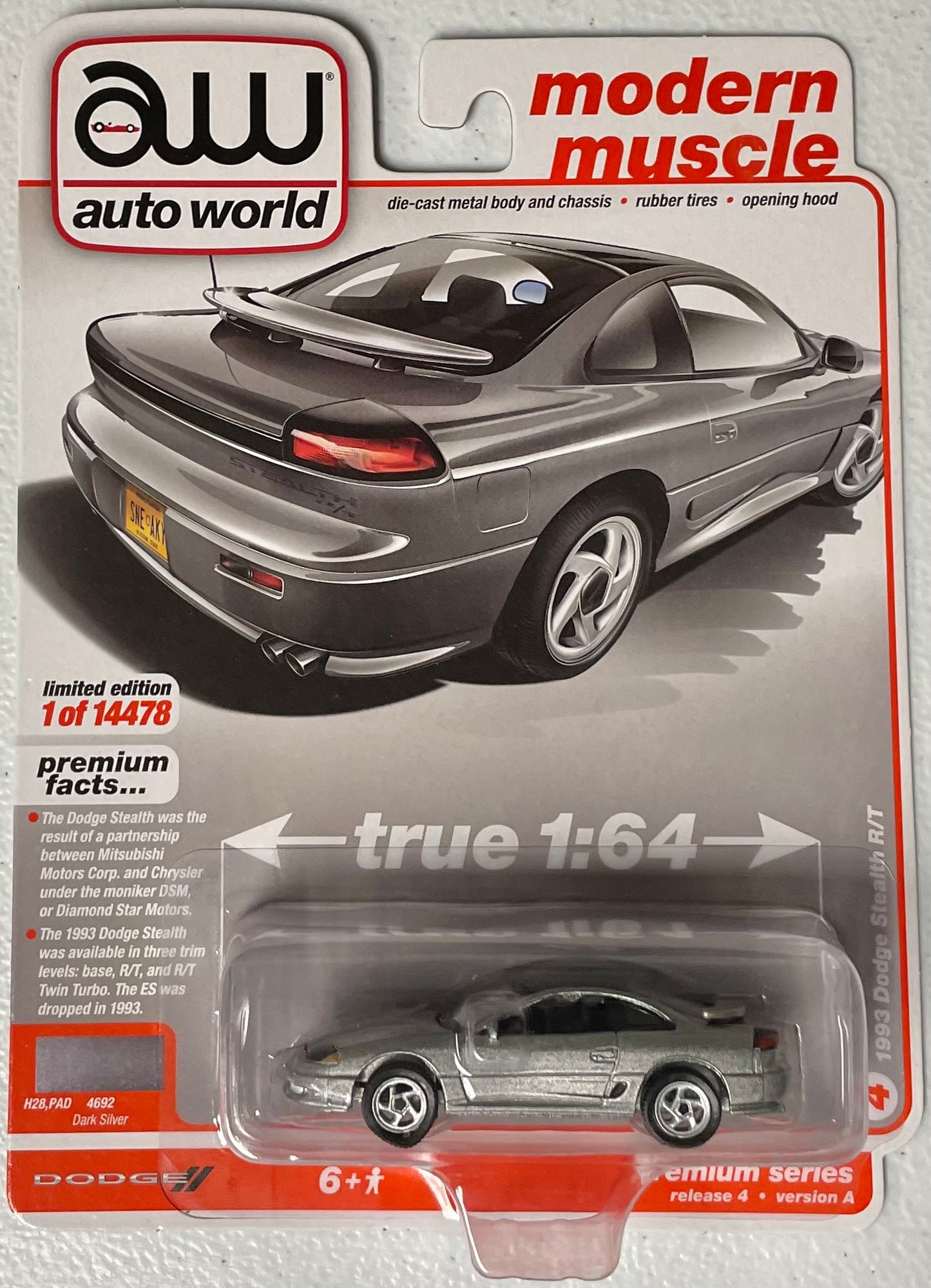 Auto World 1:64 die cast 1993 Dodge Stealth R/T Silver