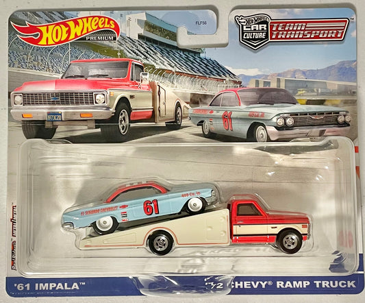 Hot Wheels 1:64 die cast '61 Impala with '72 Chevy Ramp Truck
