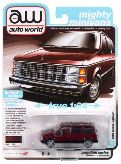 Auto World 1:64 die cast 1985 Dodge Caravan Red/Black