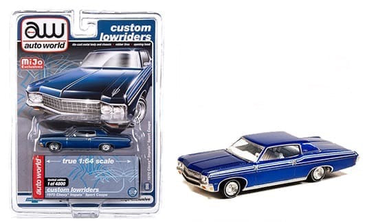 Auto World 1:64 die cast 1970 Chevy Impala Lowrider Blue