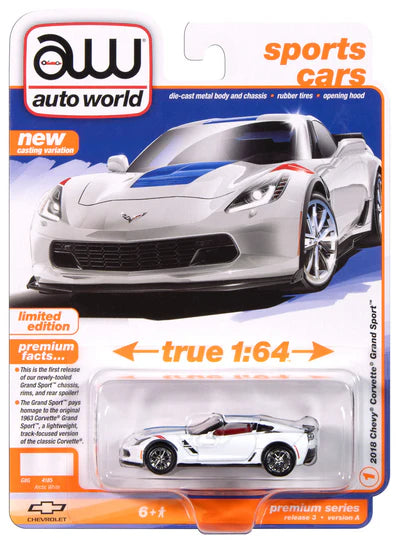Auto World 1:64 die cast 2018 Chevy Corvette Grand Sport White