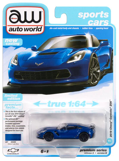 Auto World 1:64 die cast 2019 Chevy Corvette Z06 Blue