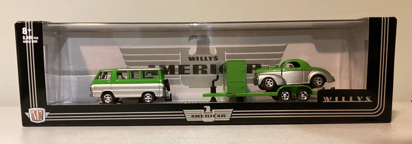 M2 Machines 1:64 die cast 1964 Dodge A100 Van with 1941 Willys Coupe