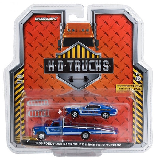 Greenlight 1:64 die cast 1969 Ford F350 Ramp Truck with 1969 Mustang Georgia Shaker