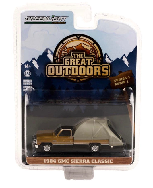 Greenlight 1:64 die cast 1984 GMC Sierra Classic with Truck Bed Tent