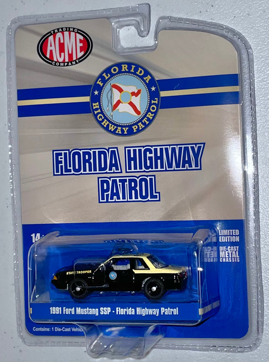 Acme 1:64 die cast 1991 Ford Mustang Florida Highway Patrol