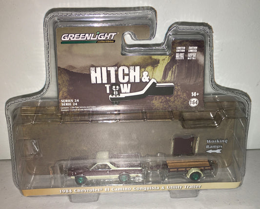 Greenlight Hitch and Tow 1:64 CHASE 1984 Chevy El Camino with Trailer