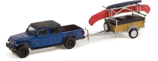 Greenlight 1:64 Hitch & Tow 2021 Jeep Gladiator with Canoe Kayak and Trailer