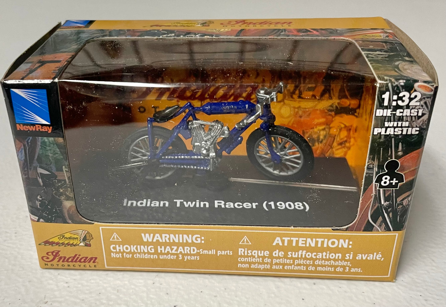 New Ray 1:32 die cast 1908 Indian Twin Racer Motorcycle