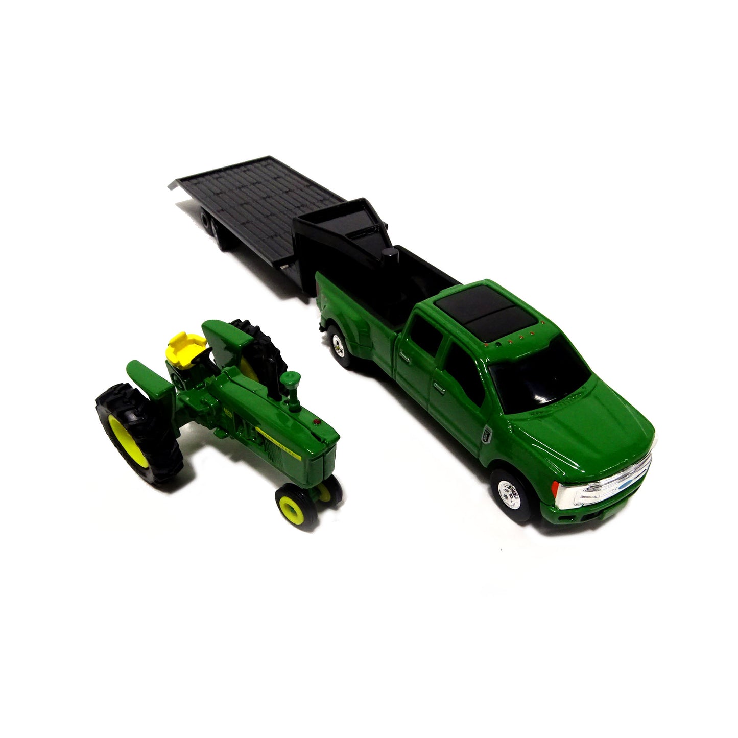 Ertl 1:64 die cast Ford F-350 with Trailer and John Deere 4020 Tractor