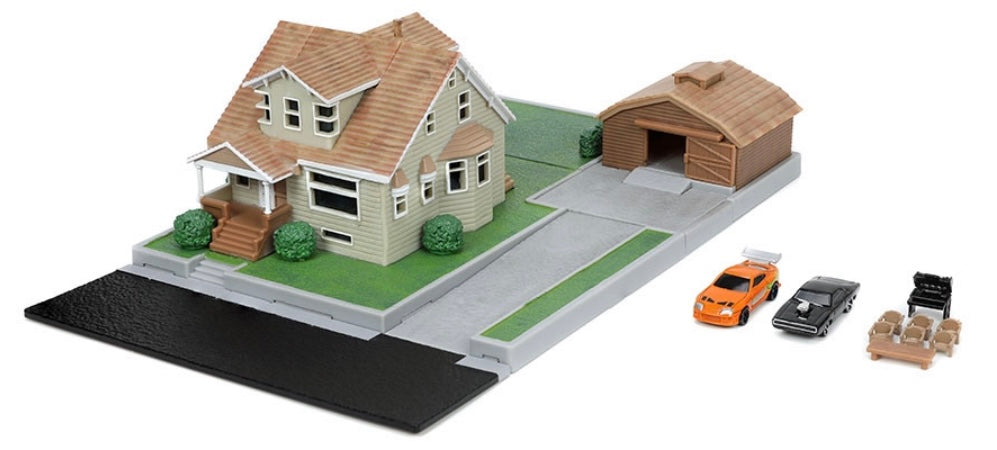 Jada Nano Scenes Fast and Furious Toretto House Diorama with 2 Cars