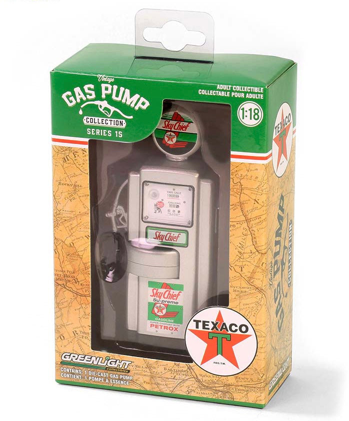 Greenlight Vintage Gas Pumps 1:18 Texaco Sky Chief Gasoline replica