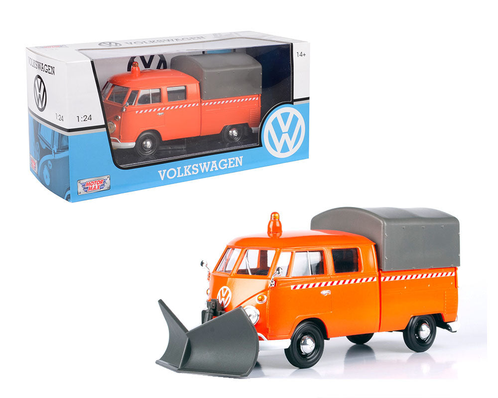 Motormax 1:24 die cast VW T1 Pickup Truck with Snow Plow