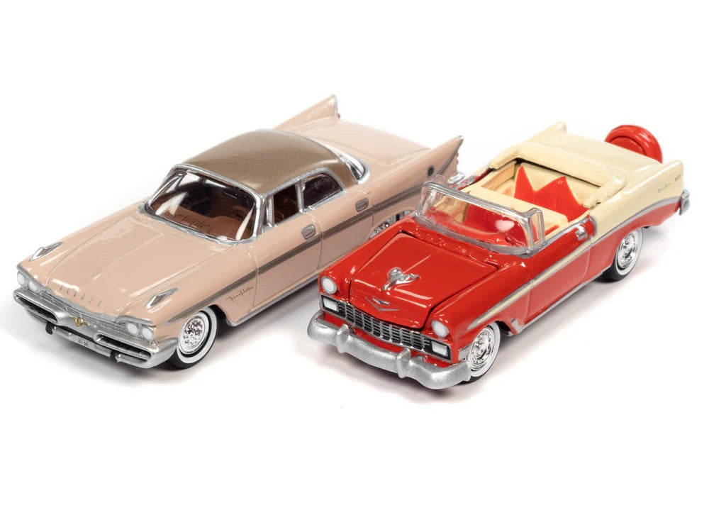 Johnny Lightning 1:64 die cast 1959 DeSoto Fireflite and 1956 Chevy Bel Air Convertible
