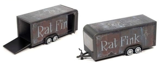 Auto World 1:64 die cast Rat Fink Enclosed Trailer Gray