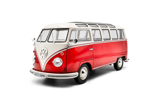 Solido 1:18 die cast 1962 VW T1 Samba Van Red/White
