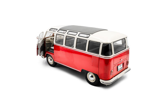 Solido 1:18 die cast 1962 VW T1 Samba Van Red/White