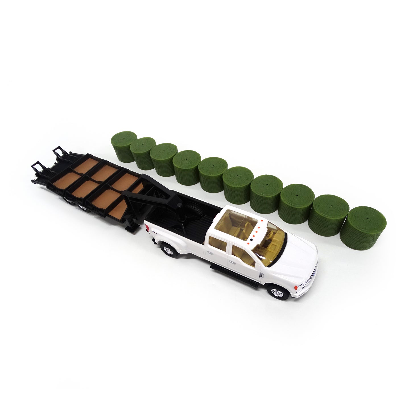 Ertl 1:32 Ford F350 Pickup with Gooseneck Trailer and Bales